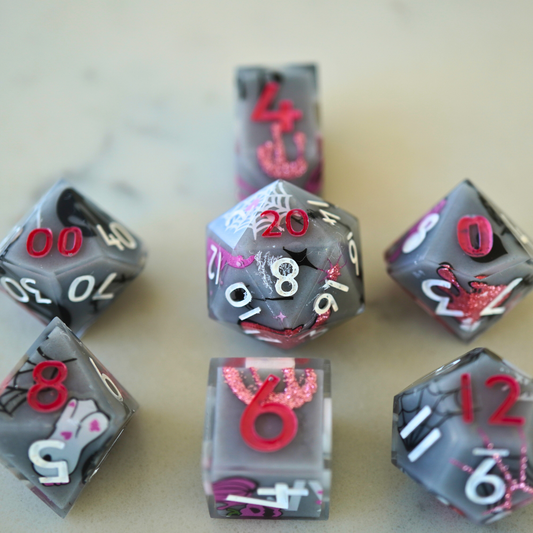 Moonlit Mischief – Handmade Halloween Resin Dice Set